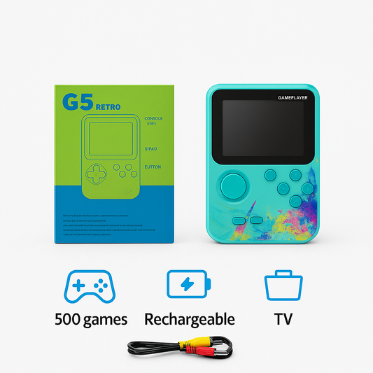Casaquin G5 Handheld Retro Game Console - 500+ Classic Games, Portable 3.0" Color Screen