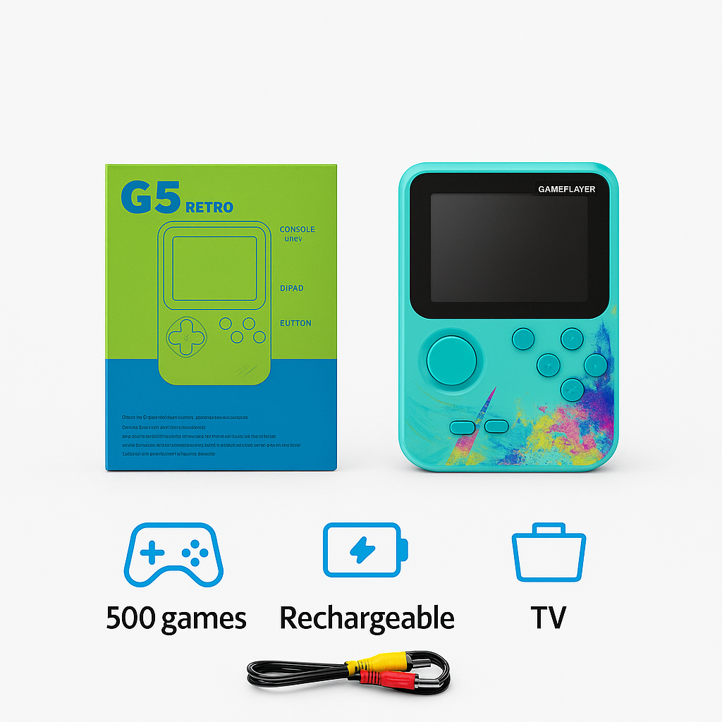 Casaquin G5 Handheld Retro Game Console - 500+ Classic Games, Portable 3.0" Color Screen