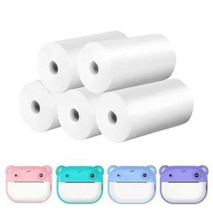 CASAQUIN Kids Instant Camera Thermal Paper Rolls, Photo Printer Refill Paper, Pack of 5, White, Roll For Camera With Instant Print