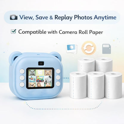 CASAQUIN Kids Instant Camera Thermal Paper Rolls, Photo Printer Refill Paper, Pack of 5, White, Roll For Camera With Instant Print