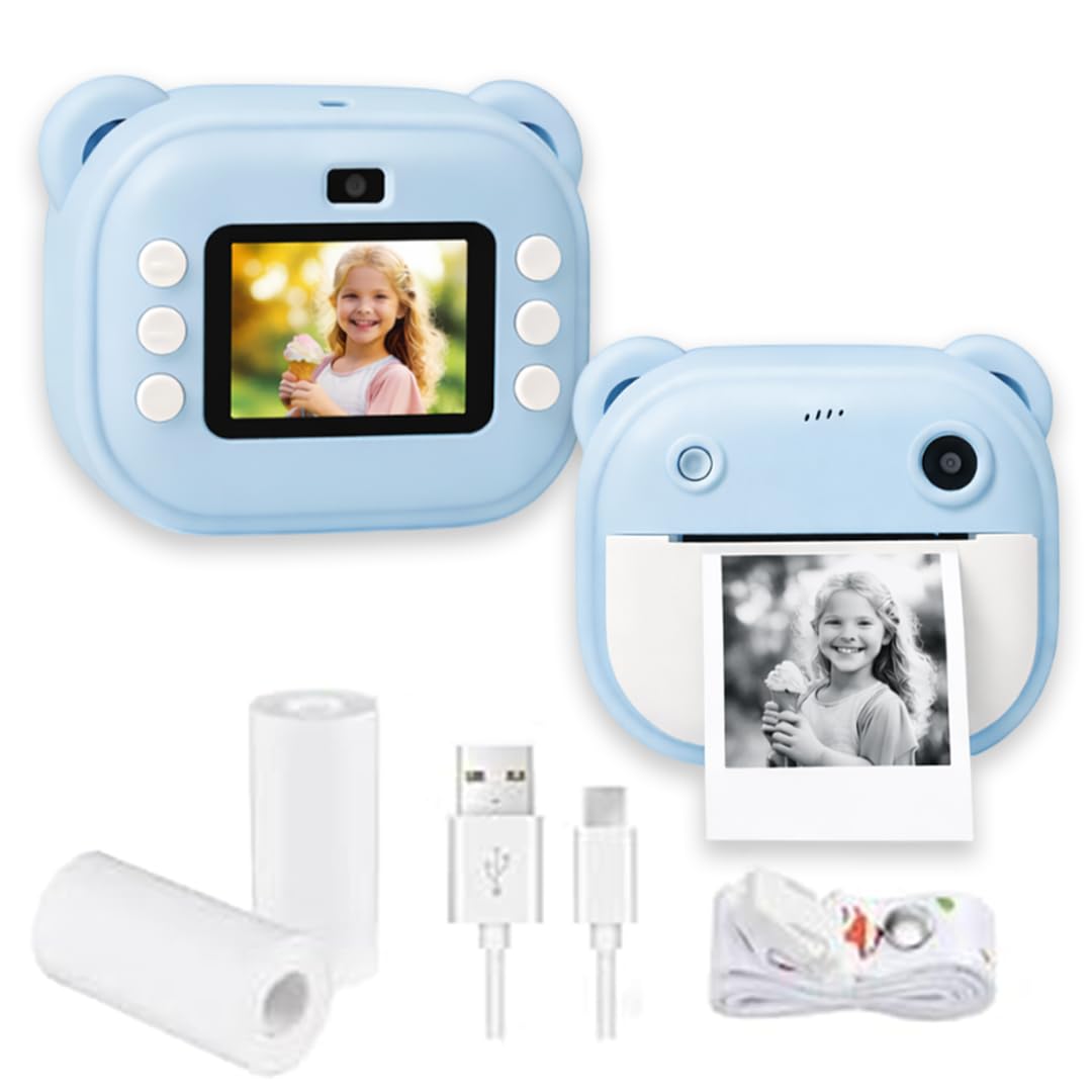 Casaquin Kids Instant Print Camera Â– 100MP Mini Digital HD Photo & Video Camcorder with Games | Fun Learning Toy for Boys & Girls Ages 3-12 | Includes 2 Print Rolls Â– Ideal Gift for Kids,32 GB