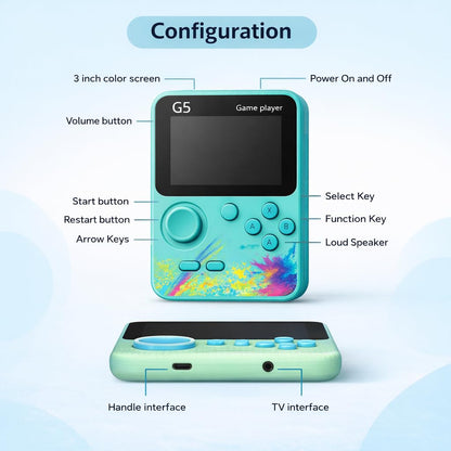 Casaquin Handheld Gaming Console, 3 inch Display, 500 Games, TV Compatible, Gaming Console for Kids and Adults G5 Video Game for Kids Color Random (Subject to Availability)
