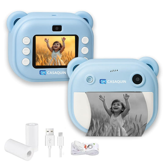 Casaquin Kids Instant Print Camera Â– 100MP Mini Digital HD Photo & Video Camcorder with Games | Fun Learning Toy for Boys & Girls Ages 3-12 | Includes 2 Print Rolls Â– Ideal Gift for Kids,32 GB