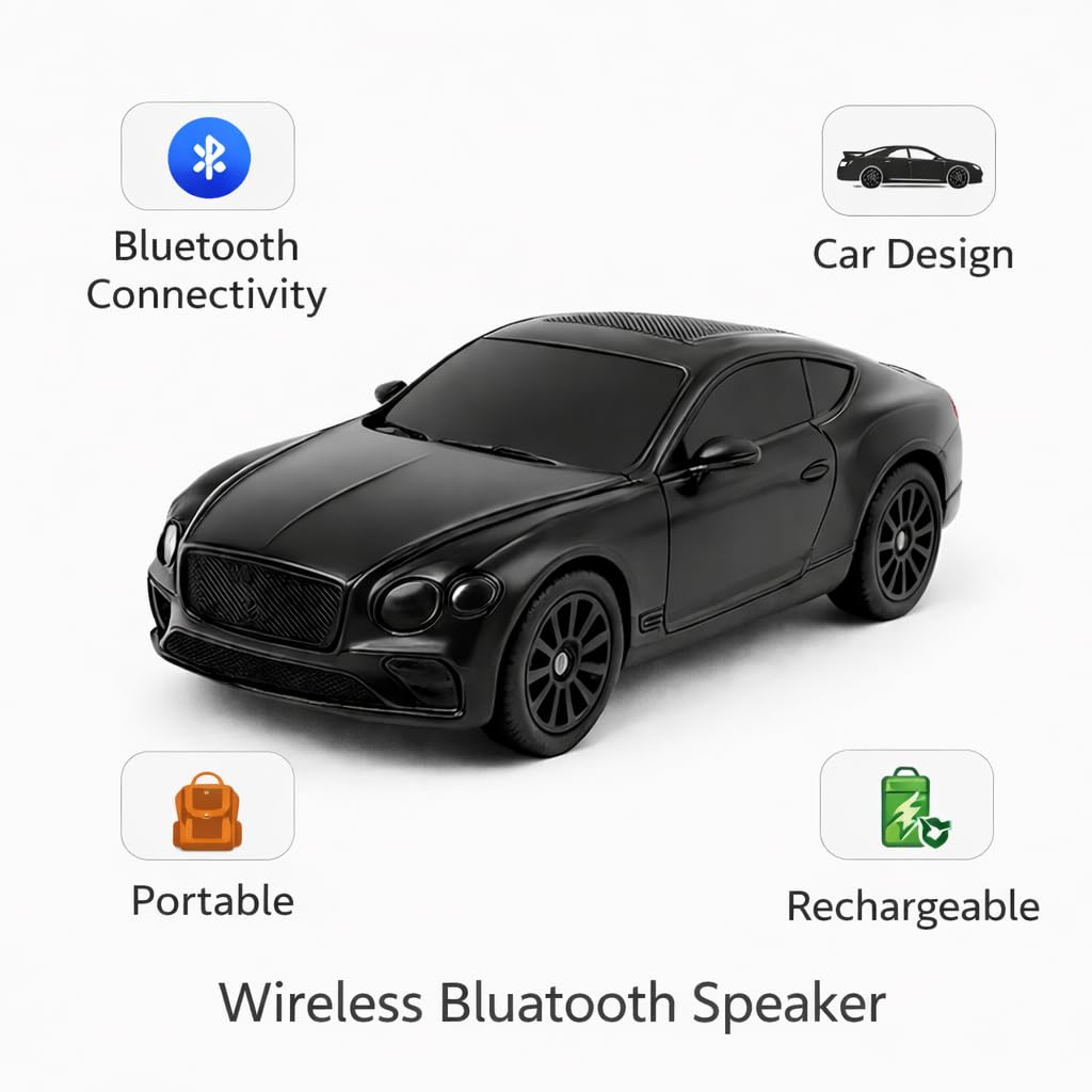 Casaquin Car Shaped Speaker Wireless Bluetooth, Portable Speaker in car Shape, Luxury Sports Four Wheeler Design Speaker Wireless, (Color rendom)