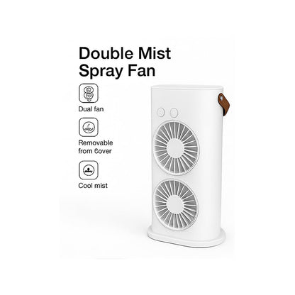 Casaquin Ac Mini Cooler Fan for Room Cooling, Portable USB, 3-Mode with LED Light, Humidity Control, Aroma Diffuser Function, 3 Spray Modes for Office,Home,Dorm,Travel (Double Mist Sprey Fan)
