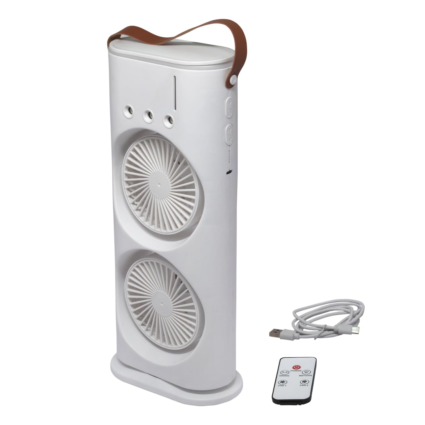 Casaquin Ac Mini Cooler Fan for Room Cooling, Portable USB, 3-Mode with LED Light, Humidity Control, Aroma Diffuser Function, 3 Spray Modes for Office,Home,Dorm,Travel (Double Mist Sprey Fan)
