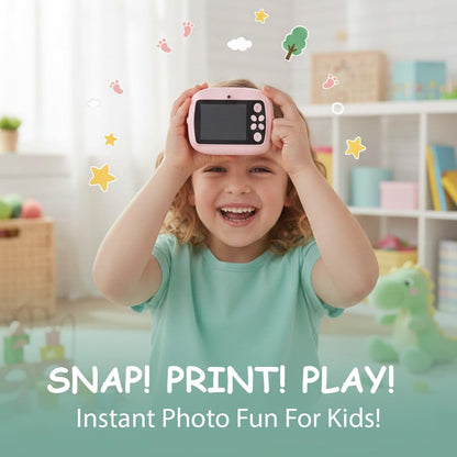 Best Seller – Kids Print Camera 📸 – Mini Digital HD Photo & Video Camcorder with Games | Fun Learning Toy for Boys & Girls Ages 4-18 | Includes 2 Print Rolls | Kids