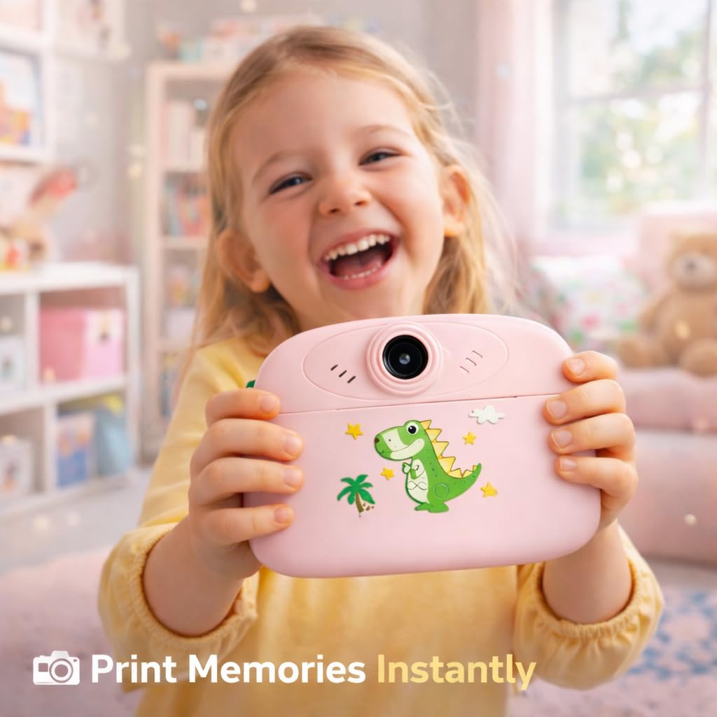 Casaquin Kids Instant Print Camera Â– 100MP Mini Digital HD Photo & Video Camcorder with Games | Fun Learning Toy for Boys & Girls Ages 3-12 | Includes 2 Print Rolls Â– Ideal Gift for Kids,32 GB
