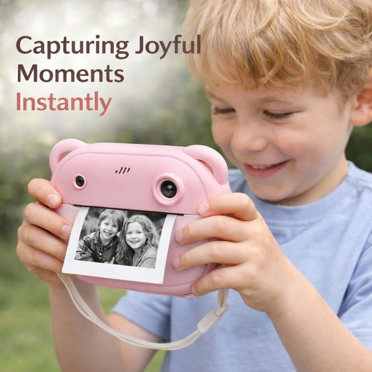 Casaquin Kids Instant Print Camera with Mini HD Photo & 1080P Video, Selfie Digital Toy for Boys & Girls, Portable Instant Photo Printer with 2 Thermal Paper Rolls, Colour Subject to Availability