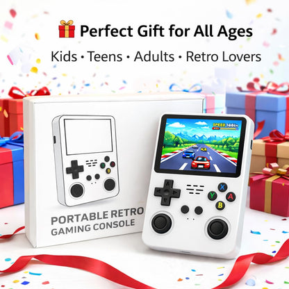 CASAQUIN R36S Handheld Gaming Console with 15000 Built-in Games, 64GB Retro Video Game System, 3.5 Inch IPS Screen, 20 Emulators, Portable Rechargeable Console for Kids & Adults (White)