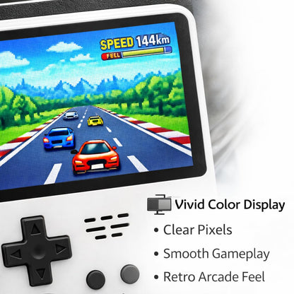 CASAQUIN R36S Handheld Gaming Console with 15000 Built-in Games, 64GB Retro Video Game System, 3.5 Inch IPS Screen, 20 Emulators, Portable Rechargeable Console for Kids & Adults (White)
