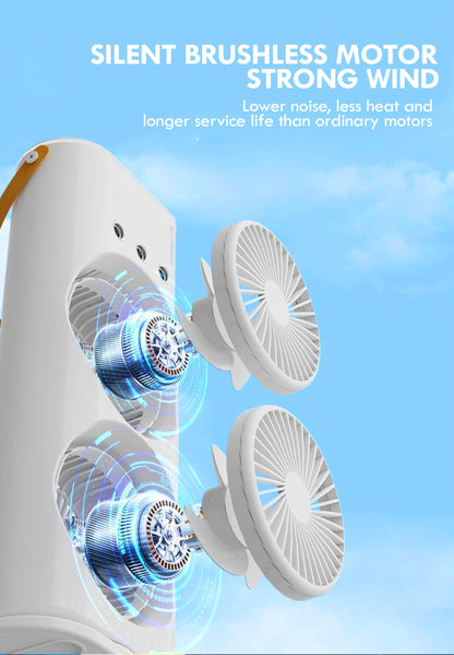Casaquin Ac Mini Cooler Fan for Room Cooling, Portable USB, 3-Mode with LED Light, Humidity Control, Aroma Diffuser Function, 3 Spray Modes for Office,Home,Dorm,Travel (Double Mist Sprey Fan)