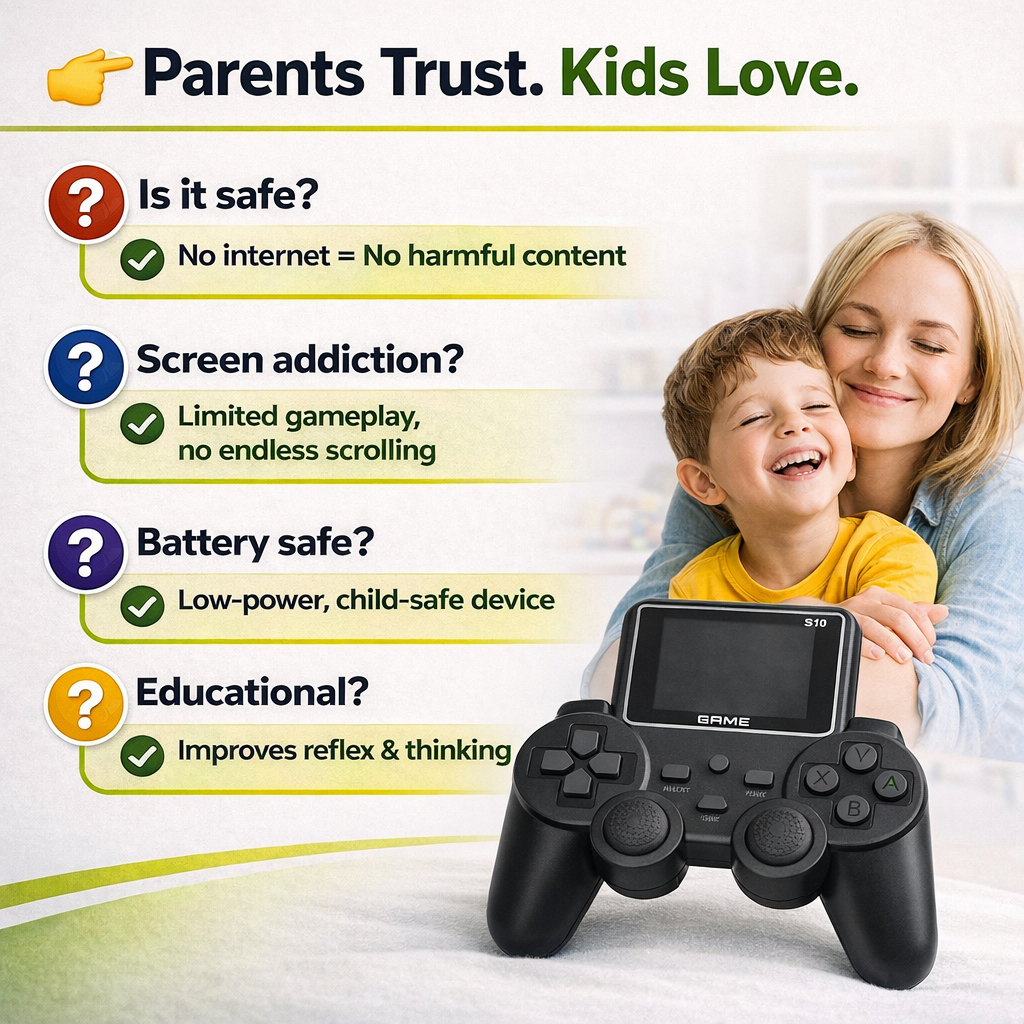 Casaquin S10 Portable Gaming Console | 500+ Built-in Retro Games | Rechargeable | TV Connect | 3.5” Screen | Perfect Gift for Kids & Adults 🎮