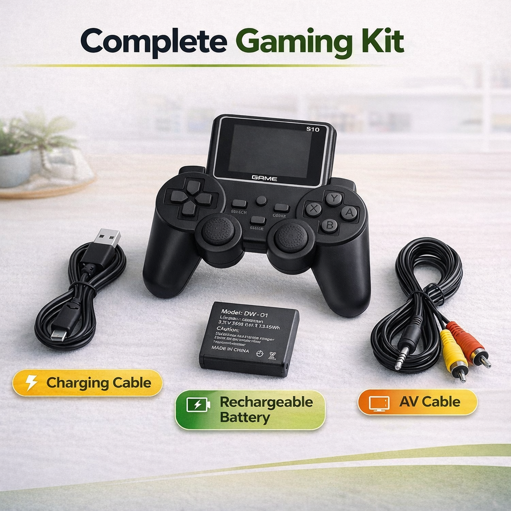 Casaquin S10 Portable Gaming Console | 500+ Built-in Retro Games | Rechargeable | TV Connect | 3.5” Screen | Perfect Gift for Kids & Adults 🎮