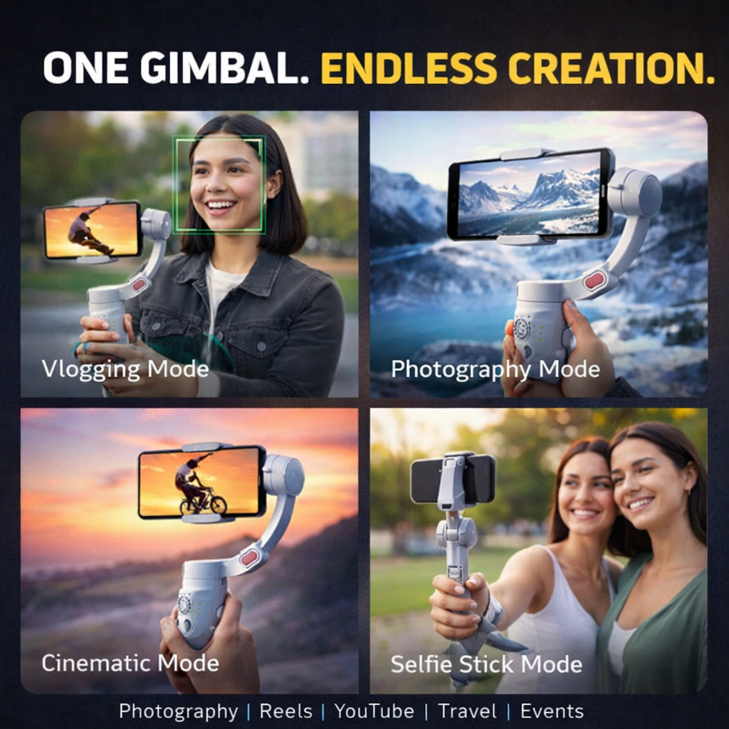 M1 Smartphone Gimbal Stabilizer | Handheld Video Stabilizer for Vlogging & Reels