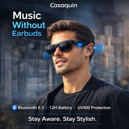 Casaquin Smart Bluetooth Sunglasses | Wireless Audio Glasses with Speaker & Mic | UV Protection | Hands-Free Calling | Stylish Smart Glasses for Men & Women