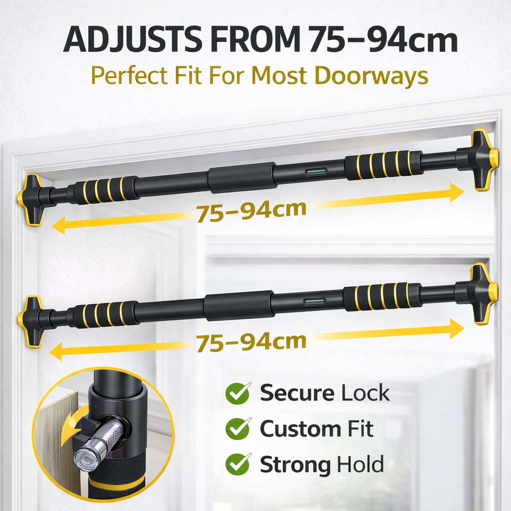 Adjustable Pull Up Bar for Doorway (75–94 cm)