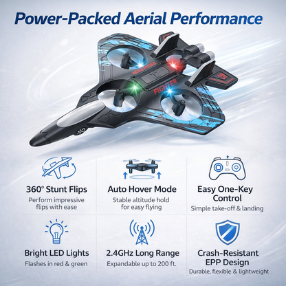 Fighter Jet Toy for Kids | LED Light & Sound Airplane Toy | Friction Powered Jet Plane | Realistic Military Aircraft Toy for Boys & Girls