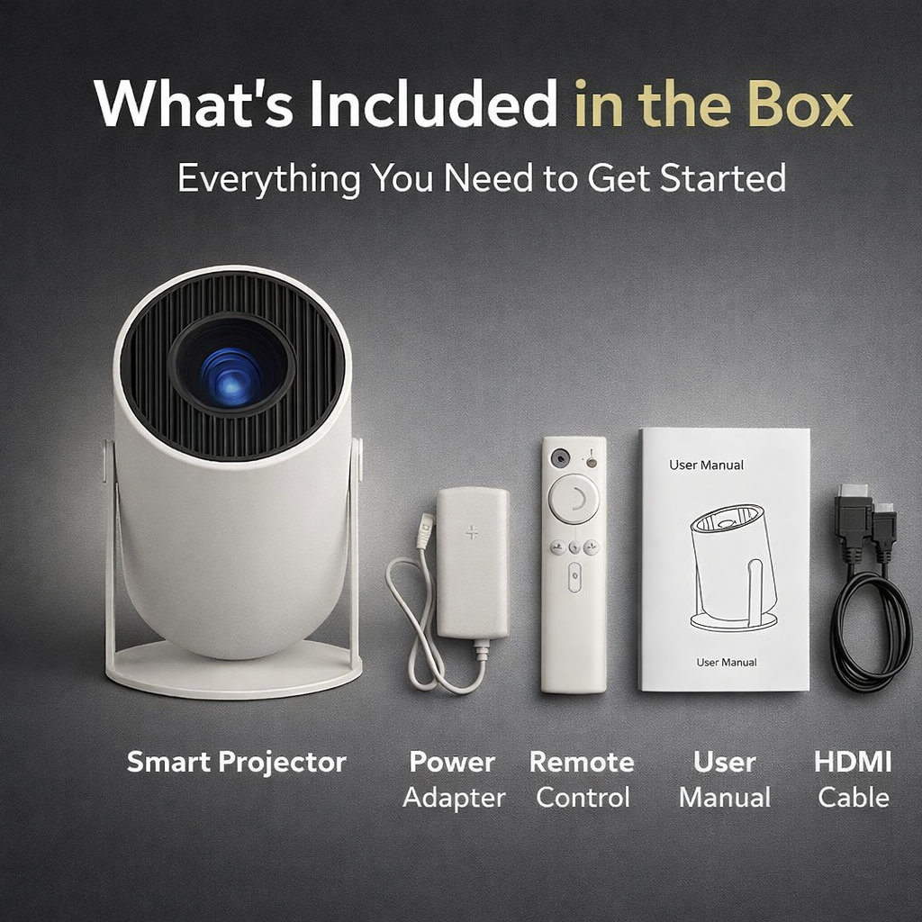 Casaquin Smart Projector | 4K Support, Native 720p HD | WiFi Mini Projector with Android 11, Netflix, Prime & YouTube