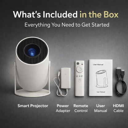 Casaquin Smart Projector | 4K Support, Native 720p HD | WiFi Mini Projector with Android 11, Netflix, Prime & YouTube
