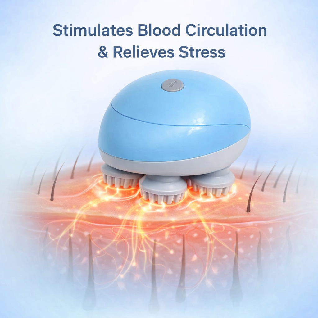 Casaquin Electric Scalp Massager | Hair Growth Stimulator | Stress Relief Head Massager | Waterproof Rechargeable Hair Massage Brush for Men & Women