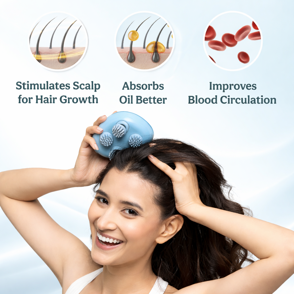 Casaquin Electric Scalp Massager | Hair Growth Stimulator | Stress Relief Head Massager | Waterproof Rechargeable Hair Massage Brush for Men & Women
