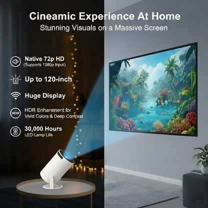 Casaquin Smart Projector | 4K Support, Native 720p HD | WiFi Mini Projector with Android 11, Netflix, Prime & YouTube